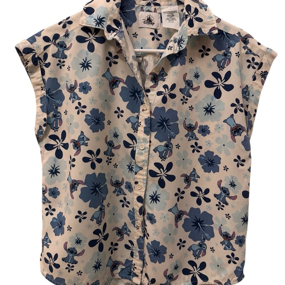 Disney Stitch Floral Button-Up Shirt